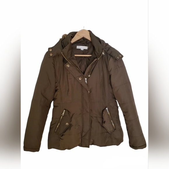 New York & Company Jackets & Blazers - ❤️ New York & Company Faux-Fur Trim Puffer Jacket Size XS - BROWN ❤️